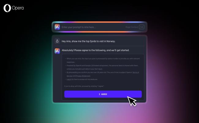 Opera disponibiliza Aria sem a necessidade de criar conta de usuário