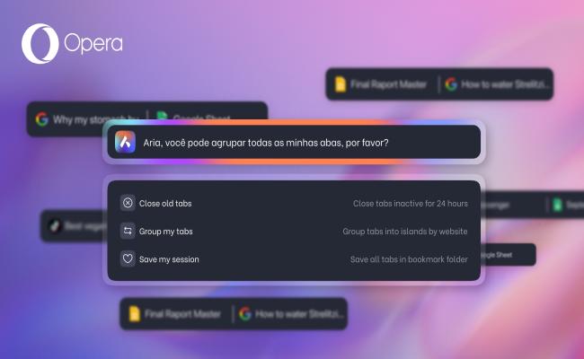 Opera lança recurso de comandos para gerenciamento de abas com inteligência artificial